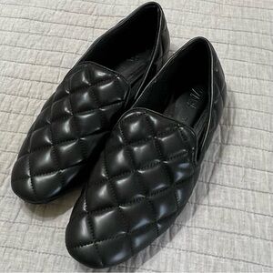 Zara Black Quilted Slip On Loafers Size 6.5/EU 37 Designer Inspired Comfy